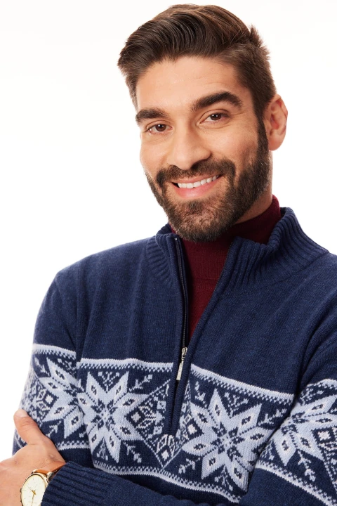Lanieri-Fashion-granatowy-sweter-meski-norweski-wzor-niebieski-welna-troyer-krótki-zamek.jpg
