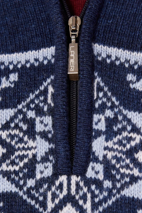 Lanieri-Fashion-granatowy-sweter-meski-norweski-wzor-niebieski-welna-troyer-krótki-zamek.jpg
