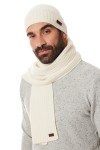 Komplet czapka i szalik kremowy 10% kaszmir i 90% wełna | Lanieri Fashion