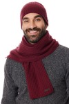 Komplet czapka i szal bordowy 10% kaszmir i 90% wełna | Lanieri Fashion