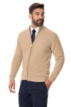 Sweter męski beżowy zapinany na zamek 80% wełny | Lanieri Fashion