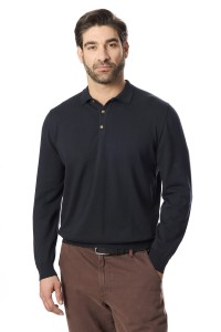 Sweter męski polo czarny | Lanieri Fashion