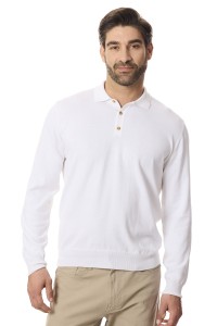 Biały sweter męski polo | Lanieri Fashion