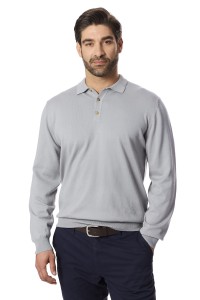 Sweter męski polo szary | Lanieri Fashion