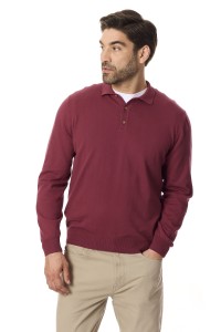 Bordowy sweter męski polo | Lanieri Fashion