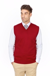 czerwony sweter męski bezrękawnik | Lanieri Fashion