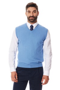 Niebieski sweter męski bezrękawnik | Lanieri Fashion