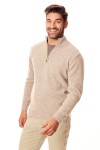 Sweter męski beżowy półgolf  "Troyer" 80% wełny | Lanieri Fashion